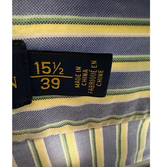 Ralph Lauren Size: 15.5, 39 Mens Striped Button Up Shirt Classic Fit 100% Cotton - Picture 7 of 10